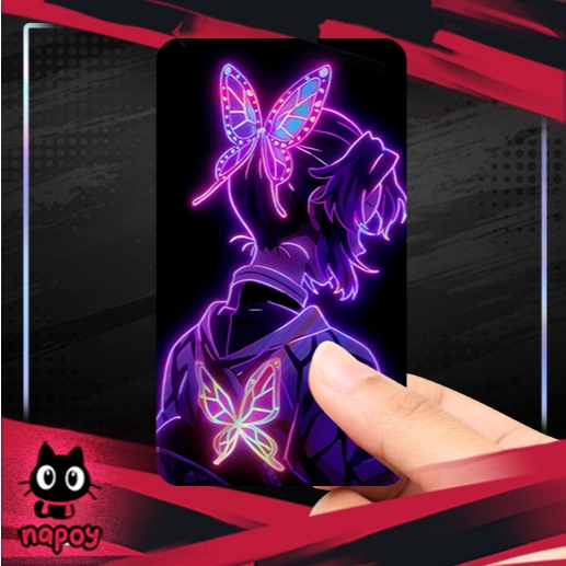 

Stiker Hologram Anime Demon Slayer Shinobu Kocho Neon