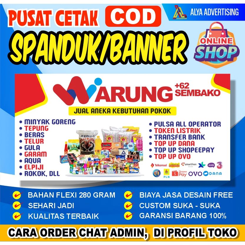 CETAK BANNER CUSTOM / BANNER FLEXI 280 GRAM / BANNER JUALAN MURAH / BANNER TERLARIS / BANNER WARUNG 