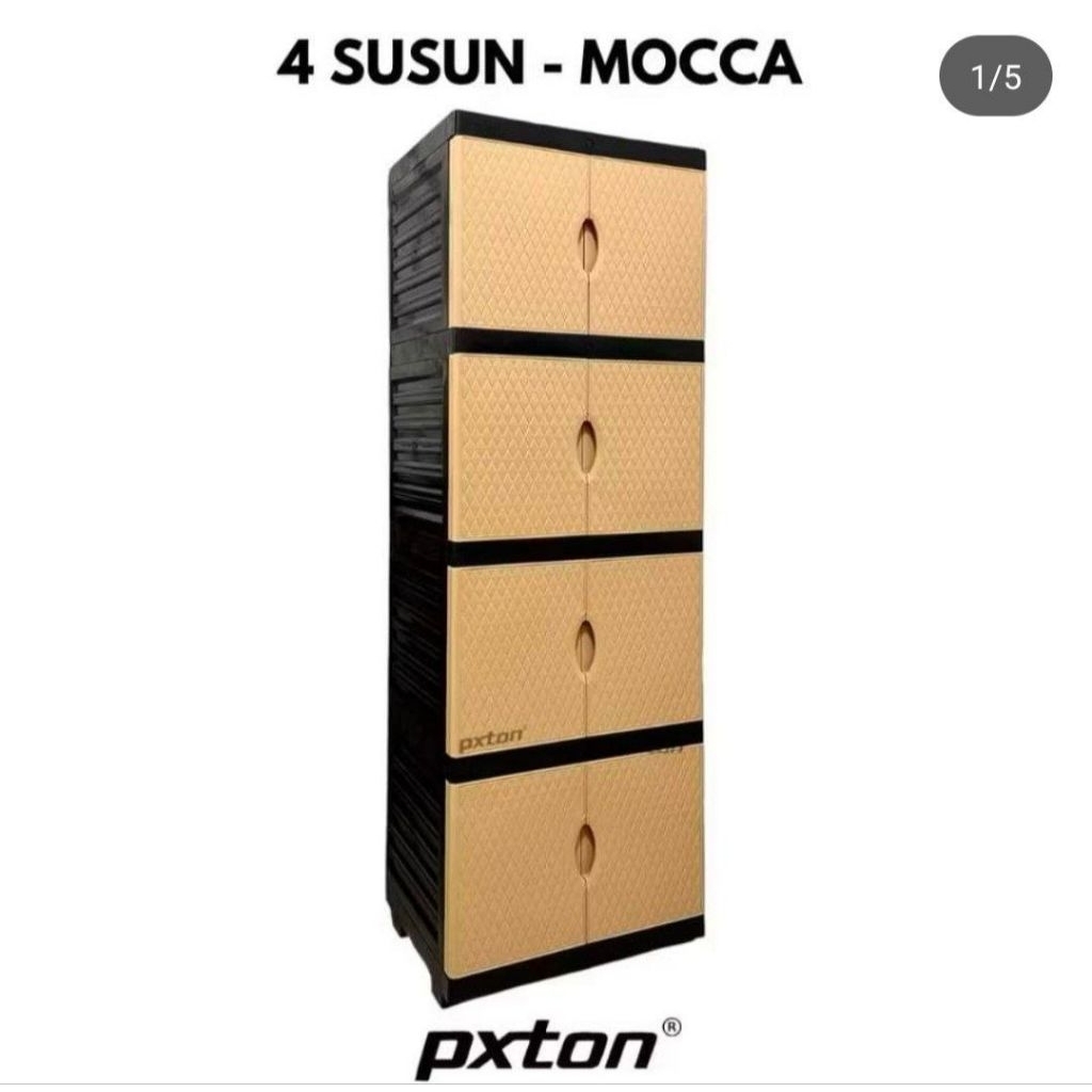 Lemari plastik Pxton susun4 kaca dan non kaca