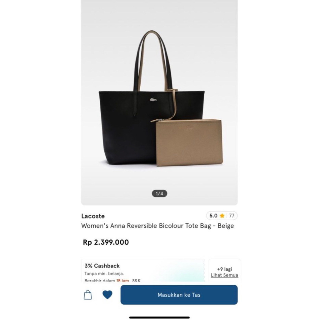 Lacoste Women's Anna Reversible Bicolour Tote Bag