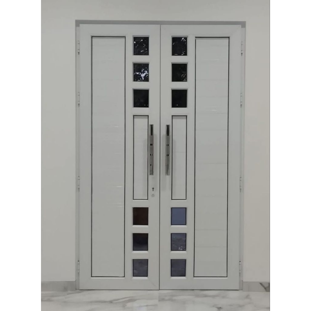 pintu kupu kupu/doble alumunium minimalis acp+kaca.uk L130xT210 komplit free packing kayu