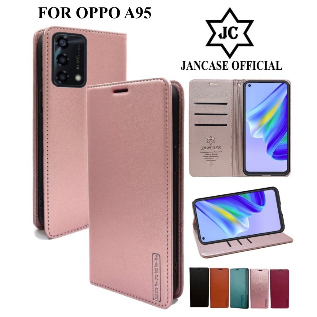 JANCASE FLIP WALLET UNTUK OPPO A95 cover premium  casing dompet handphone