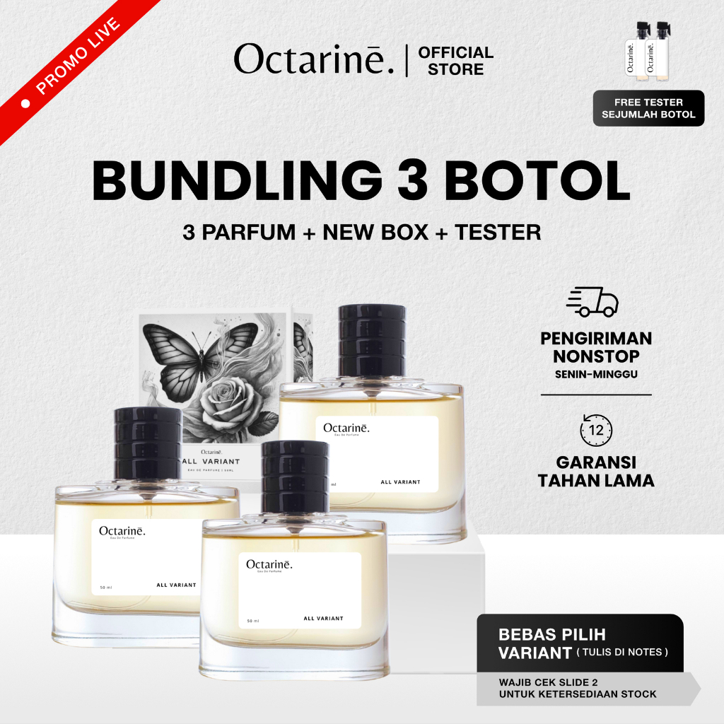 [ PROMO LIVE ] Octarine - Bundling 3 Botol Parfum 50ml Bebas Pilih Variant