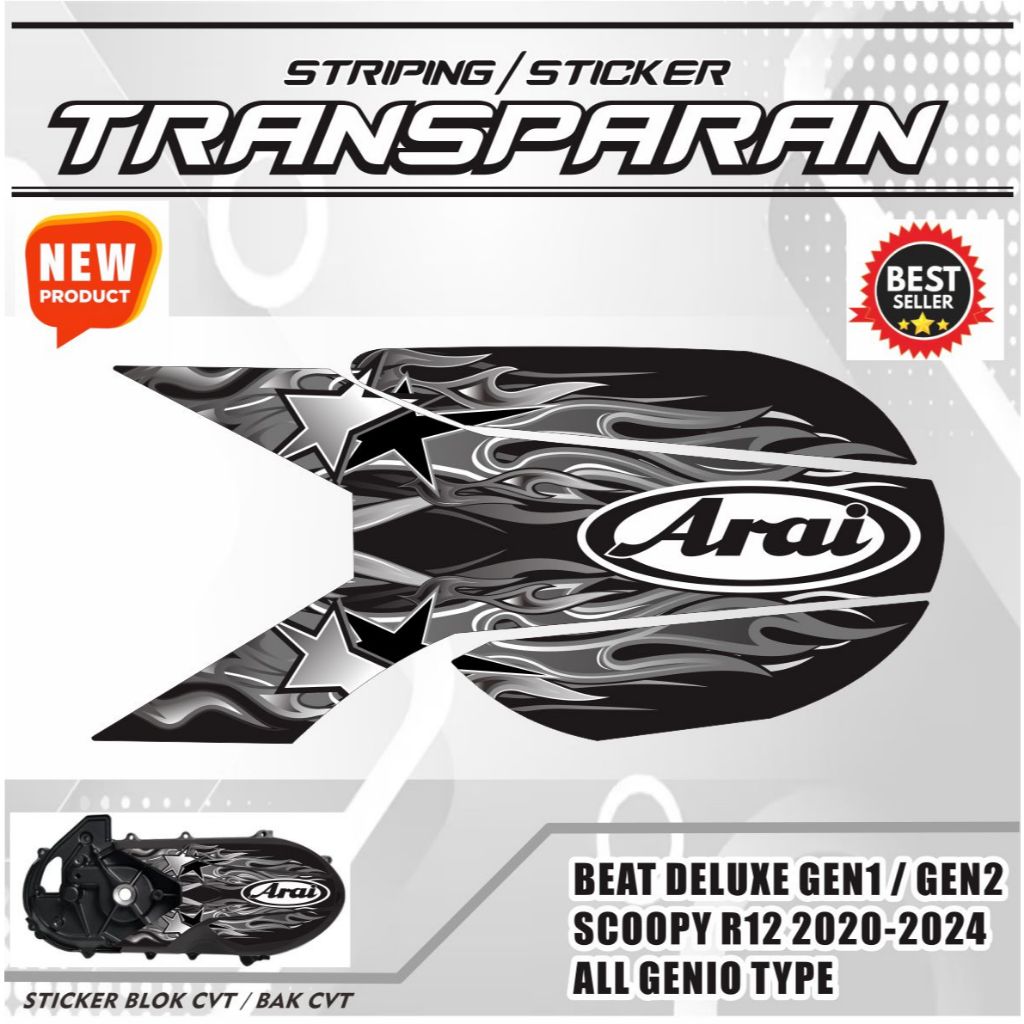 STIKER BAK CVT BEAT DELUXE STIKER TRANSPARAN CVT SCOOPY / STIKER CVT GENIO