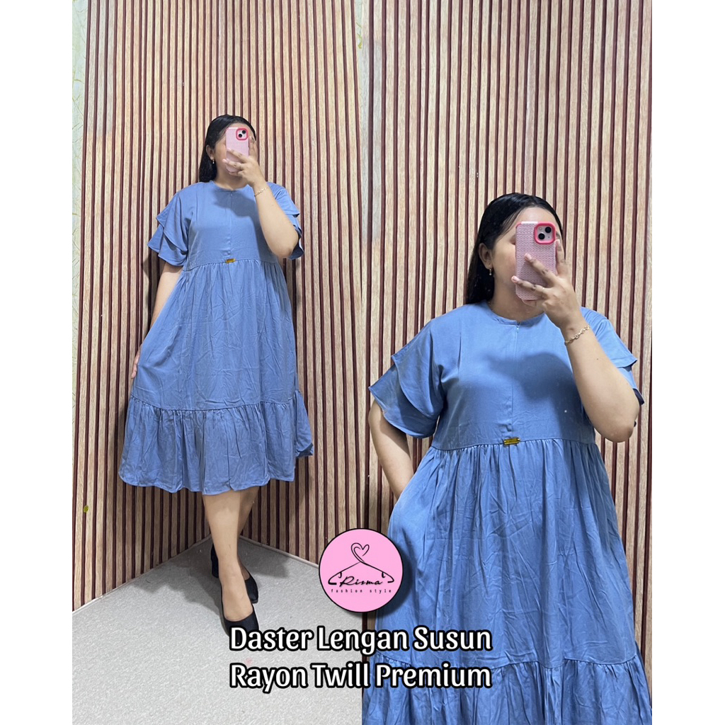 Daster Rayon Wanita Lengan Susun Polos Rayon Twill Premium Terbaru