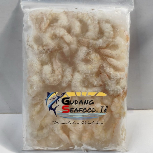 

daging udang putih kupas / pek he 1/2 kg / pack ada ekor dan tidak ada ekor