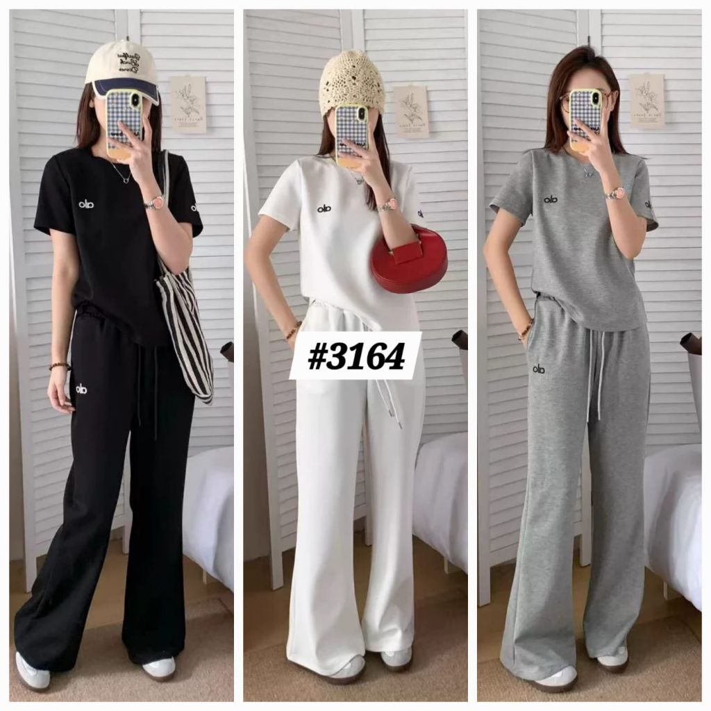 ONE SET ALO RAJUT WANITA LENGAN PENDEK CELANA PANJANG