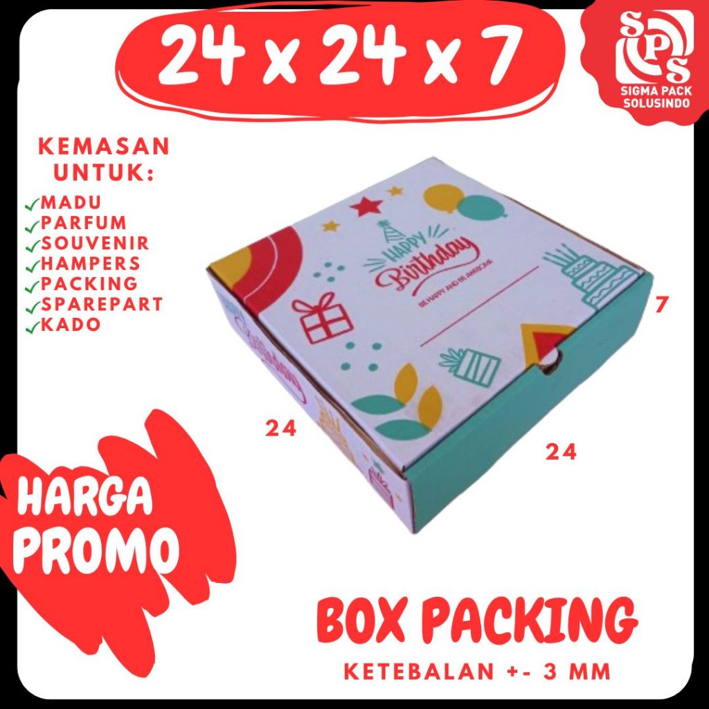 Box 24x24x7 LD Kardus Motif Idul Fitri Kardus Packing/Karton/Polos/Pizza/Hampers/Baju