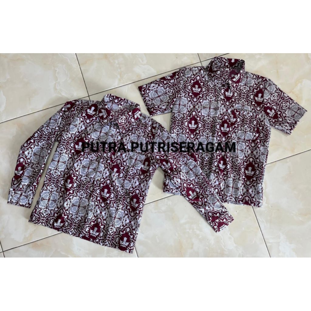 BATIK SD NEGERI/BATIK SD NASIONAL/BAJU BATIK SD MOTIF BANGSA MERAH