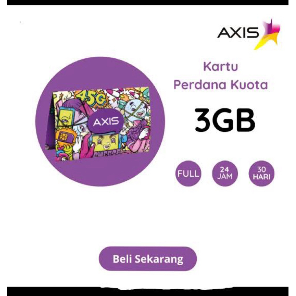 Kartu Perdana Axis 3Gb 30h