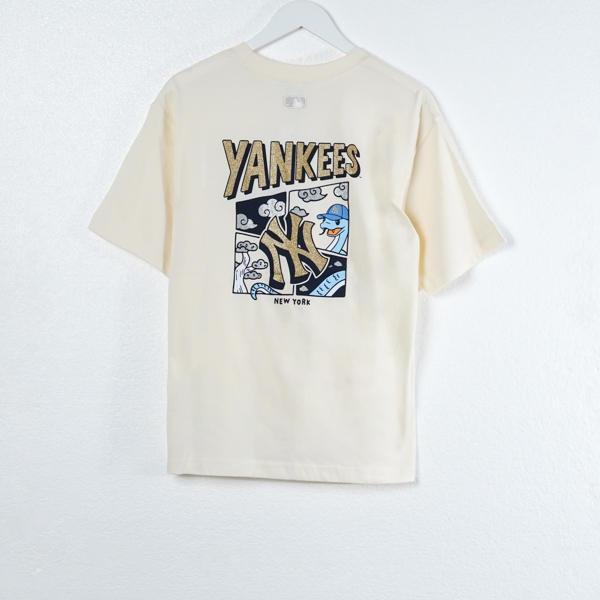 Kaos MLB NY YANKEES SQUARE SNAKE BACK GOLD IVORY WHITE TSHIRT 100% ORIGINAL