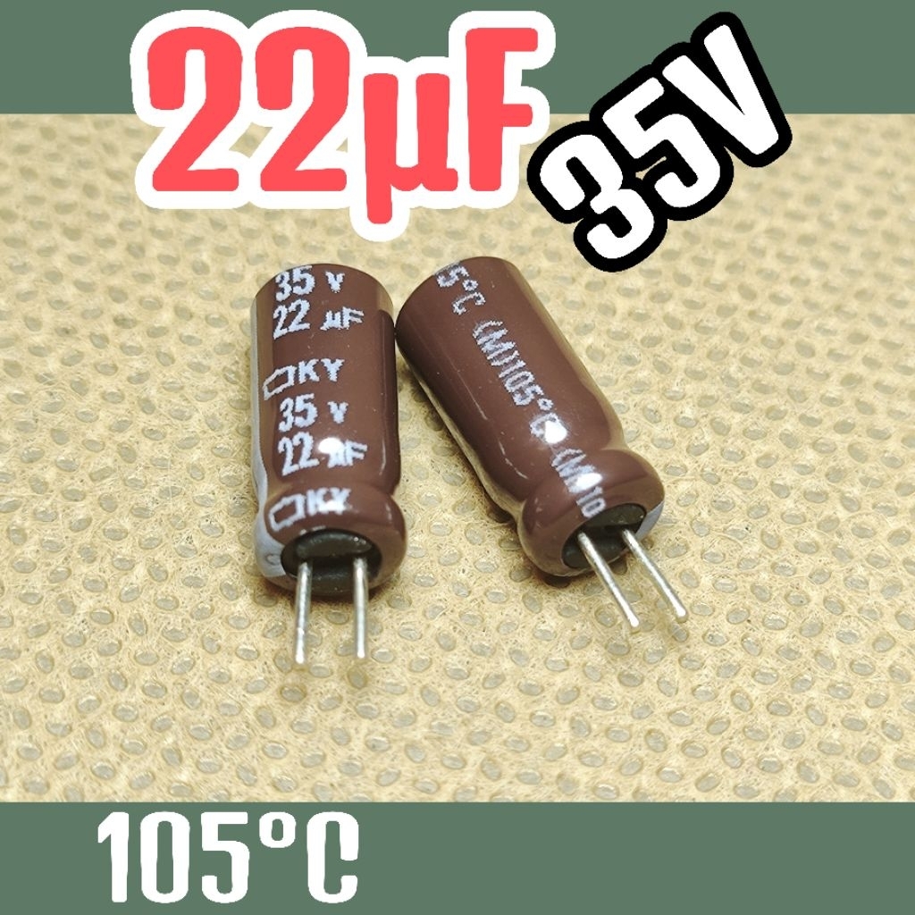 Kapasitor capasitor elko elco 35v 22uf 35v 22 uf 35 v 35volt 22uf ORIGINAL