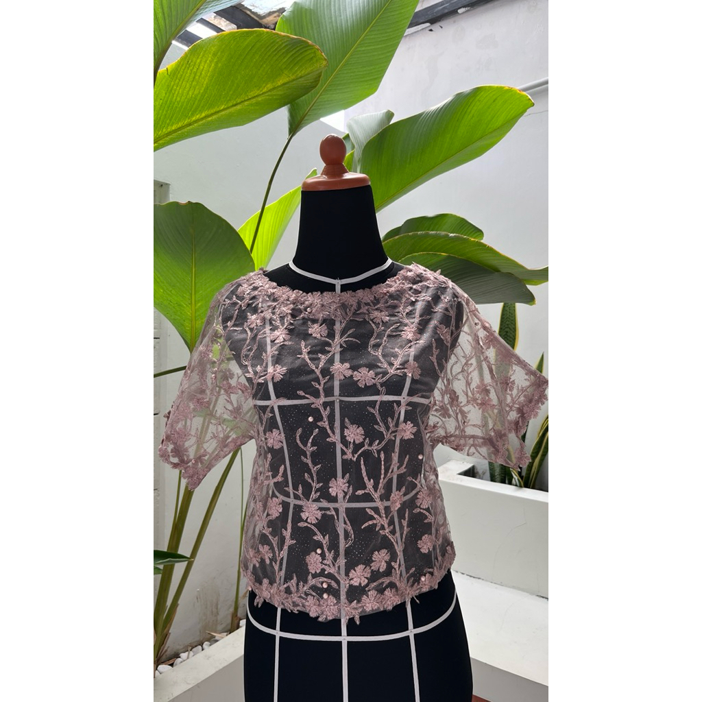 atasan brukat bunga-bunga korean style / atasan wanita brukat kebaya kekinian