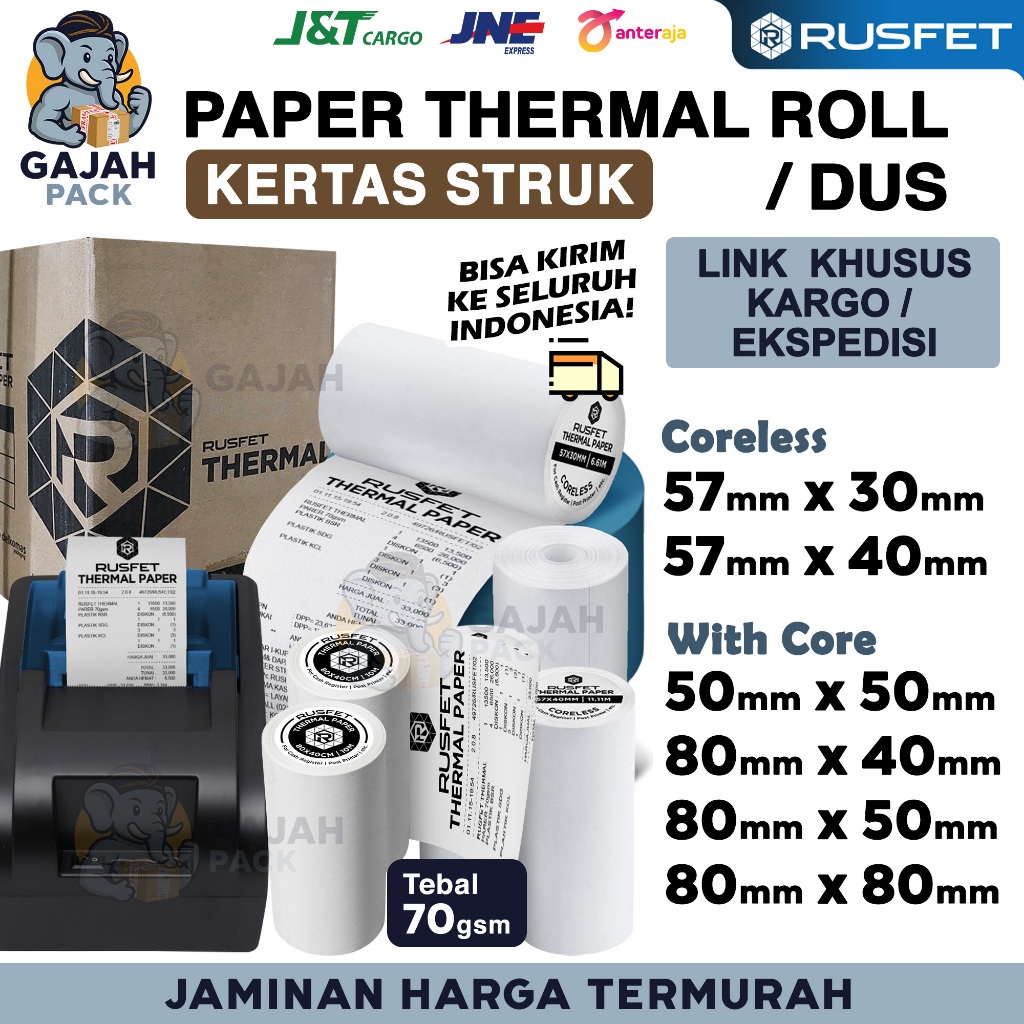 

Kertas Termal Paper Thermal Printer Bluetooth Struk Kasir Termurah RUSFET / DUS KARGO