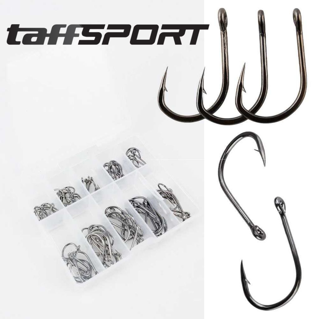 YAS - TaffSPORT 100Pcs Kail Pancing Fishing Hook Tackle No. 3-12 Set 7RTHLW