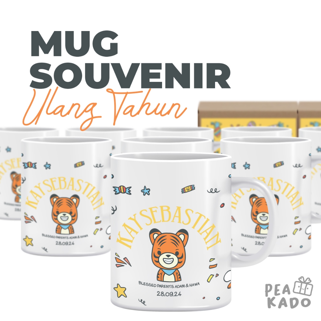 Mug Souvenir Ulang Tahun Anak Custom Nama – Hadiah Ultah Kids Free Gift Box & Kartu Ucapan