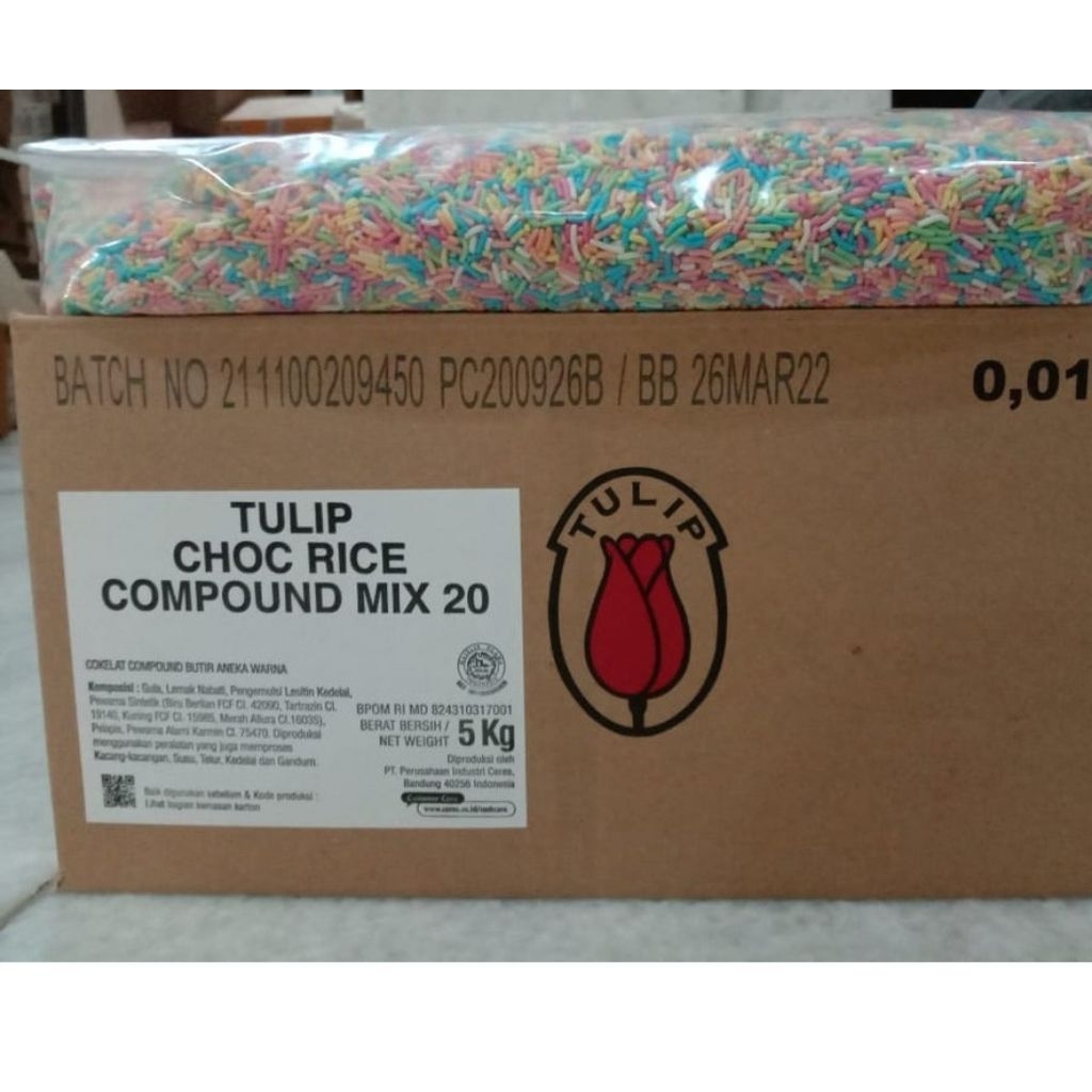 

TULIP CHOCO RICEMIX 5KG /MESES TULIP WARNA WARNI 5KG