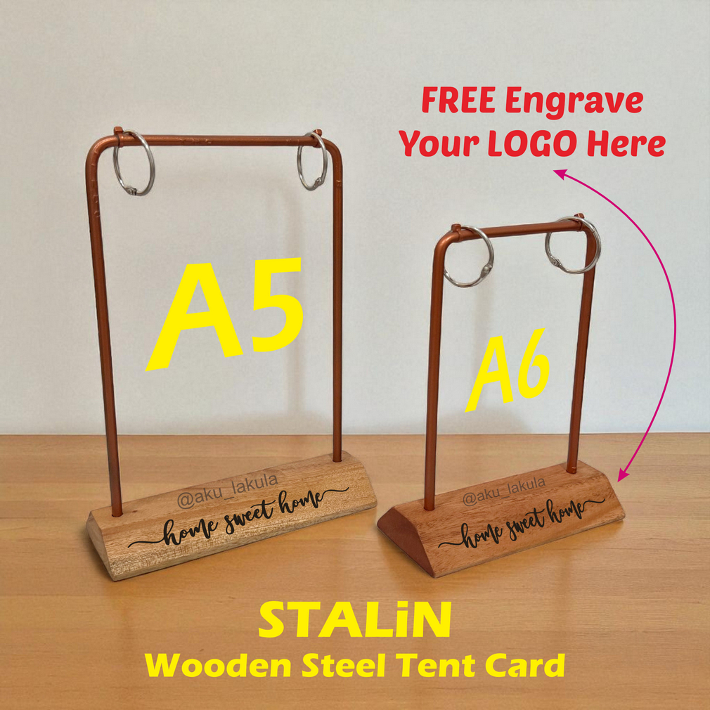 

FREE GRAFIR Tent Card Besi Dudukan Kayu Menu Holder - [STALiN]