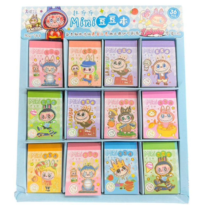 

12Pcs Stiker Buku Labubu Mini 24 Lembar 6x4cm Sticker Note Book Karakter Lucu Buku Diary DIY Jurnal Planner Dekorasi Scrapbooking