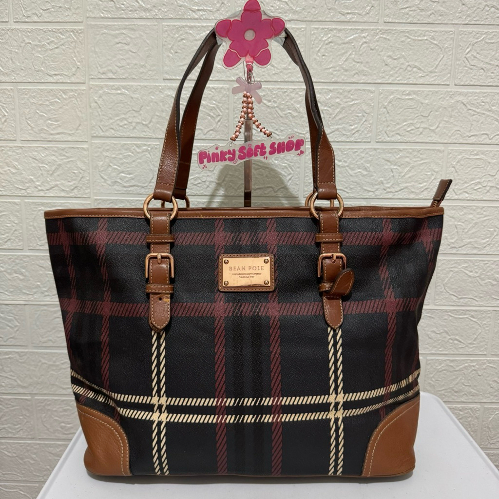 tas tote bag beanpole. tas tote bag kulit asli. tas tote coklat