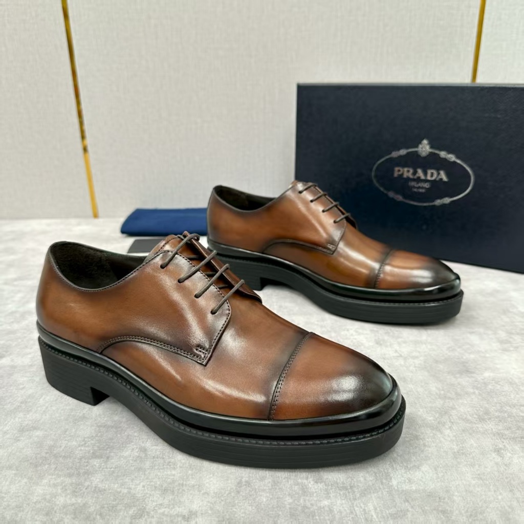 Prada high-end cowhide shoes men's casual leather shoes new suit shoes formal shoes