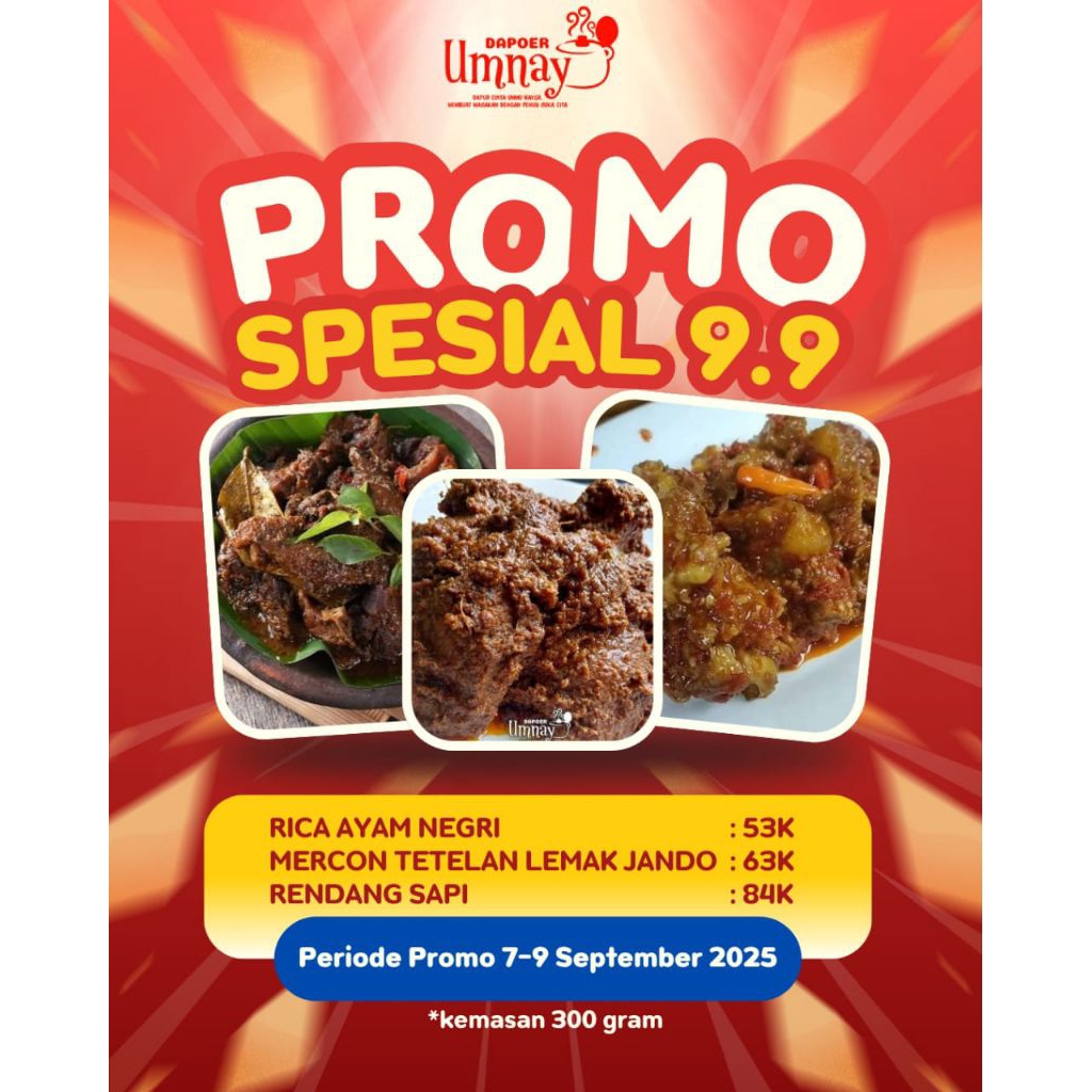 

Dapoer Umnay Promo 9.9 Rica Lada Hitam Ayam Negeri