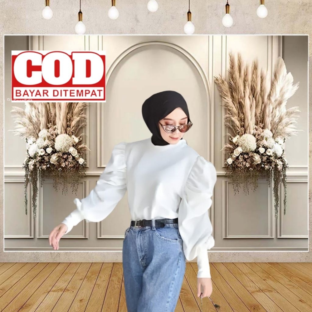 Baju atasan wanita/MelvaBlouse/Tangan Balon baju trending