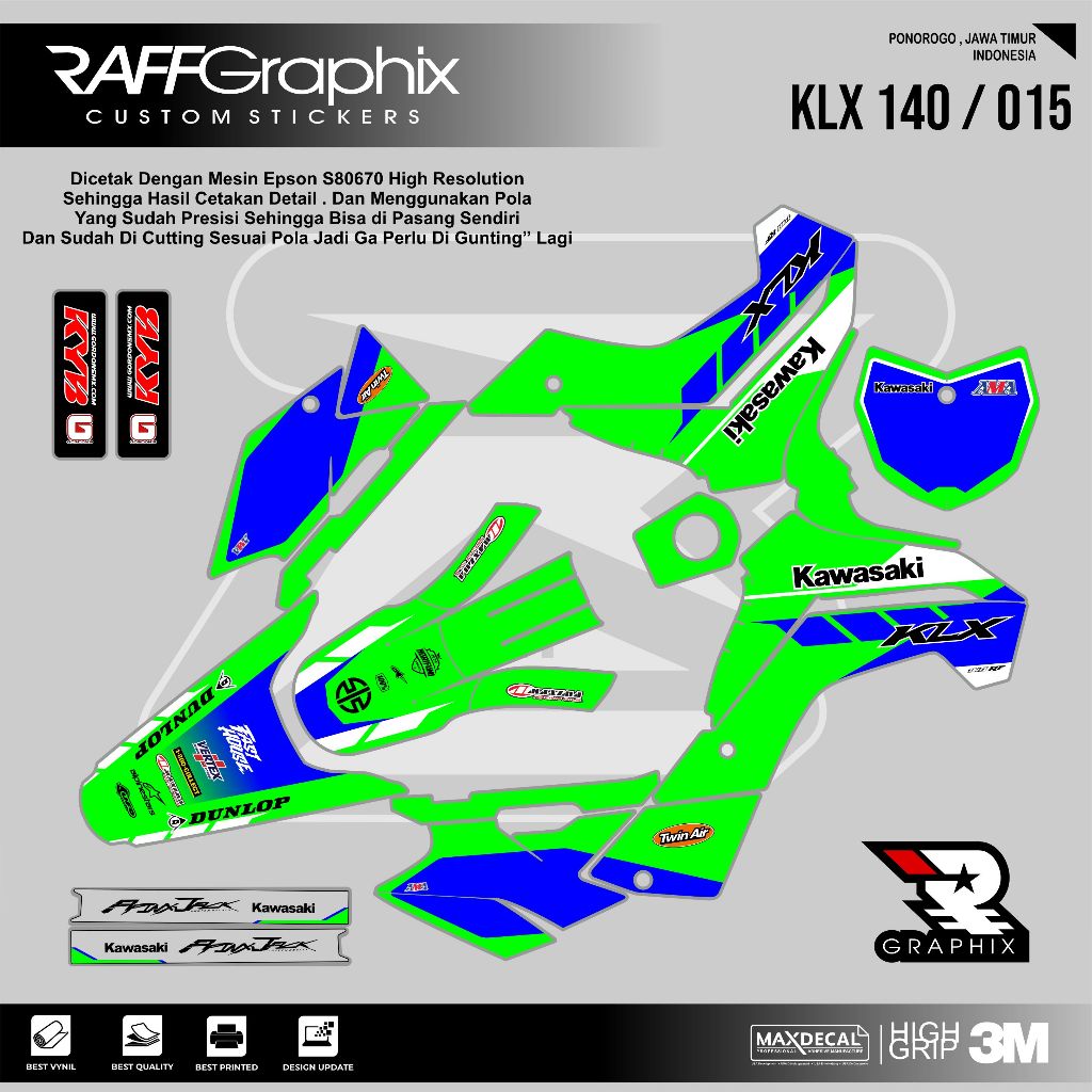 DECAL KLX 140 SUPER GLOSSY KODE 015 - DECAL STICKER KLX - STICKER KLX MURAH - DECAL KLX MURAH