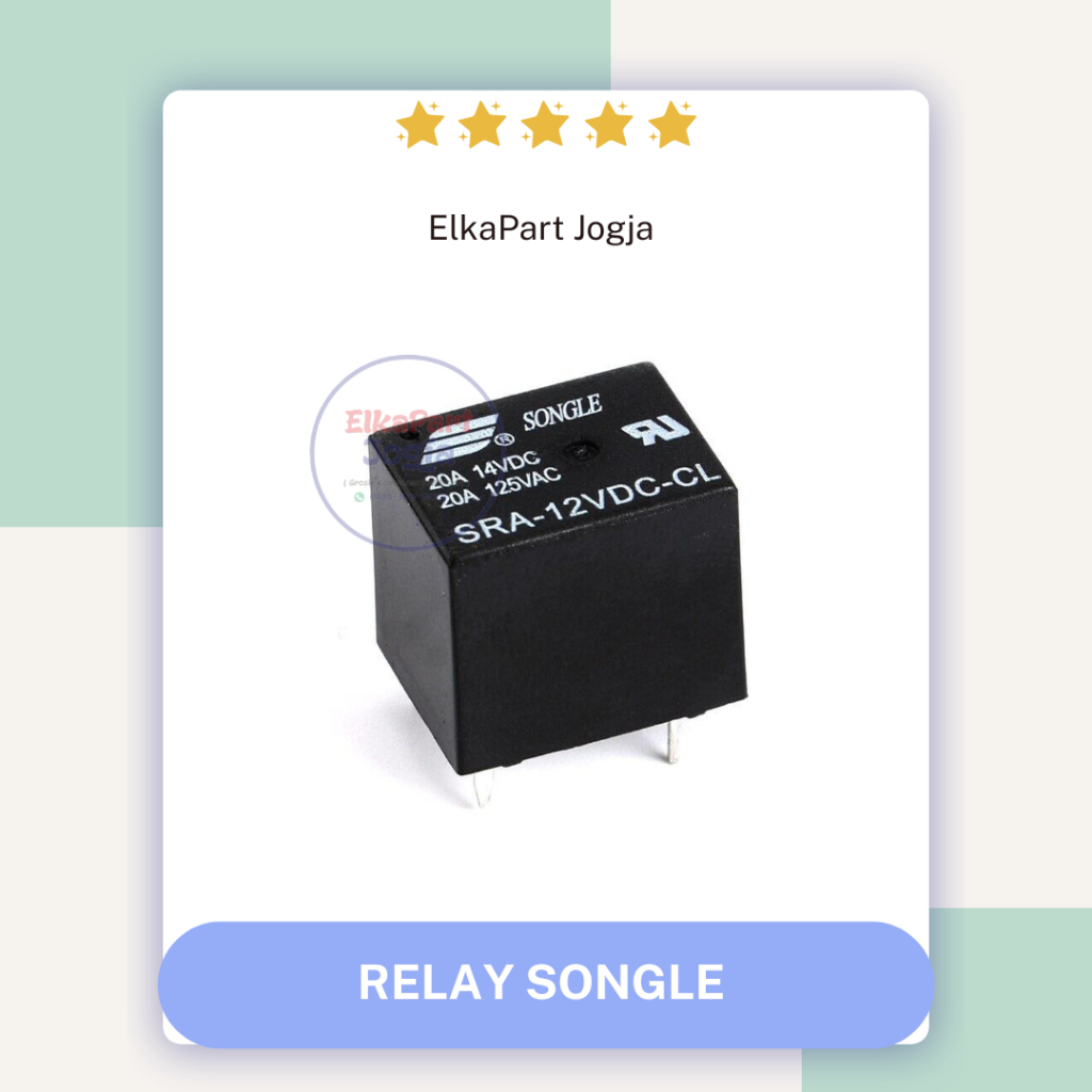 Relay Songle 12V 20A 5P relay SRA-12VDC-CL Relay Songle 5V 20A 5 PIN Hitam