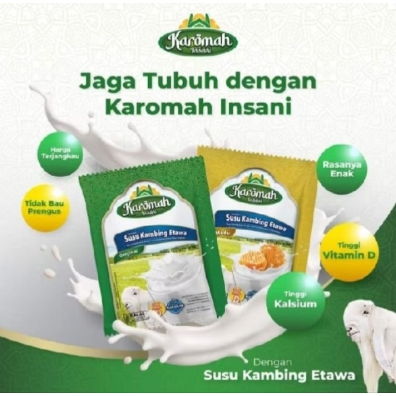 

Susu Kambing Etawa / Karomah Insani / Susu Instan / Madu / Original / Kurma 20g / 1 Renceng