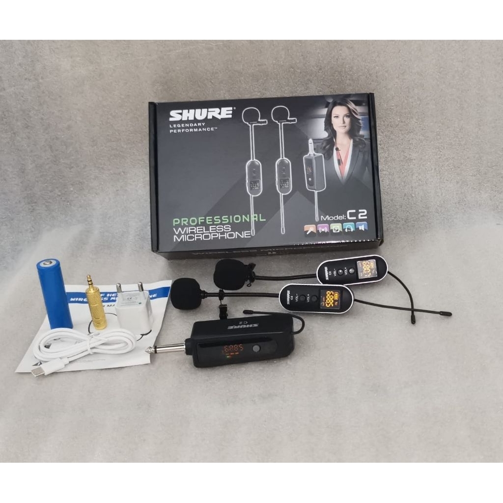 Mic Wireless SHURE C2 C 2 Mic Jepit Jepit clip on