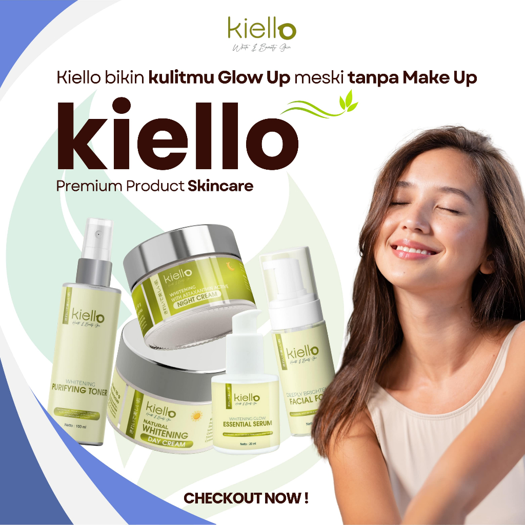 Paket Premium Skincare Kiello Whitening Glow Series (5pcs) Face Foam | Purifying Toner | Serum | Day