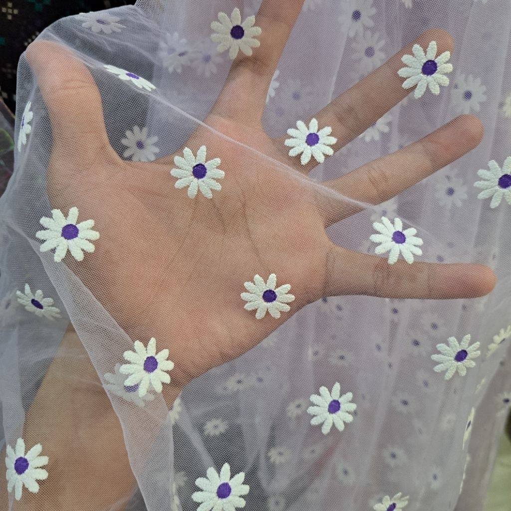 kain organza bordir - kain organza bordir motif bunga - kain organza premium kh