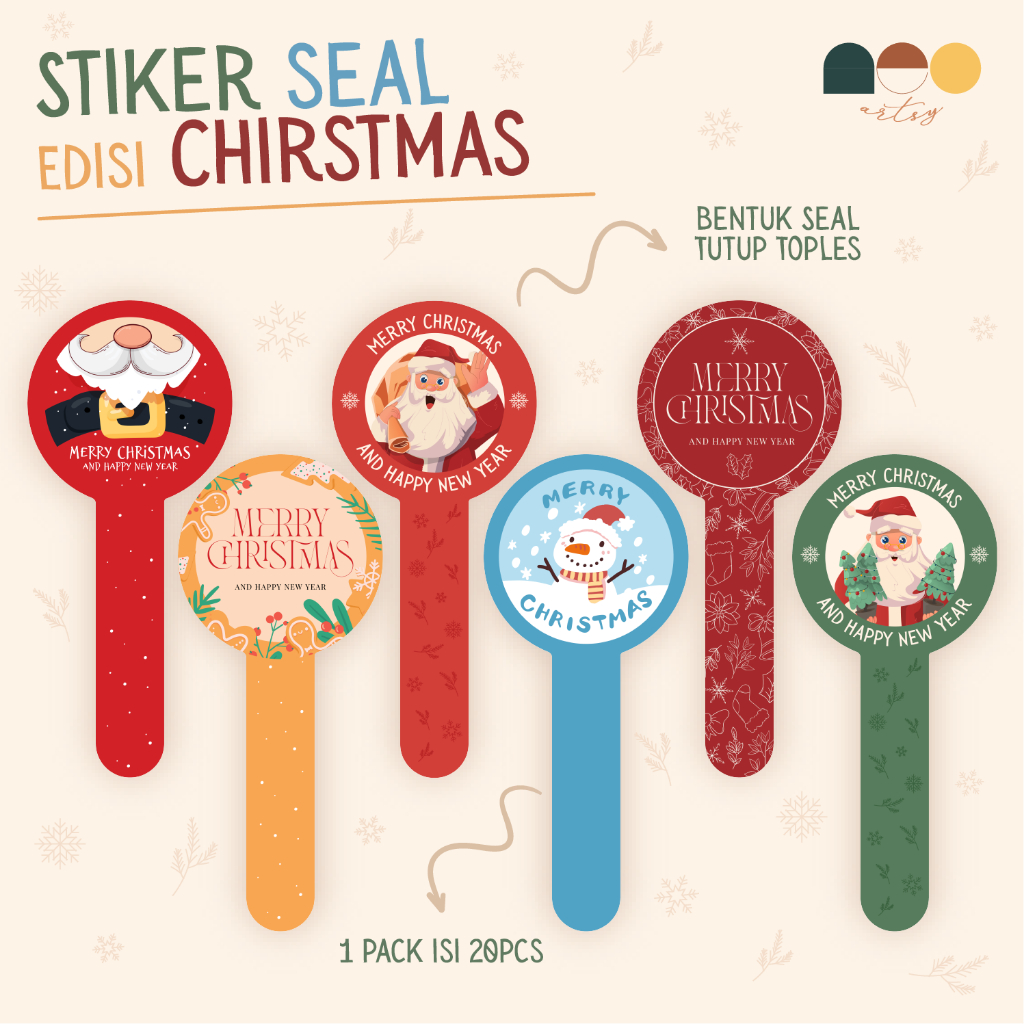 

Neo Artsy - Stiker Seal Christmas Aesthetic - Stiker Segel Kue Kering Custom - Segel Toples Makanan Natal