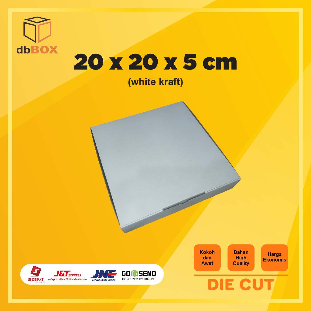 

Kardus WHITE KRAFT 20x20x5 cm | Box Die Cut dan Easy Usage | Box Snack & Aksesoris