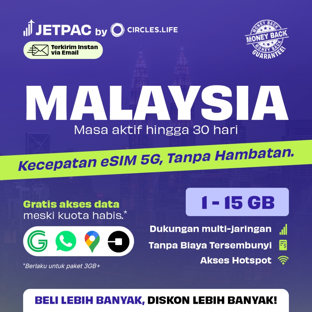 [Jetpac] Travel eSIM Malaysia 4G-5G | 1-15GB | 4-30 Hari