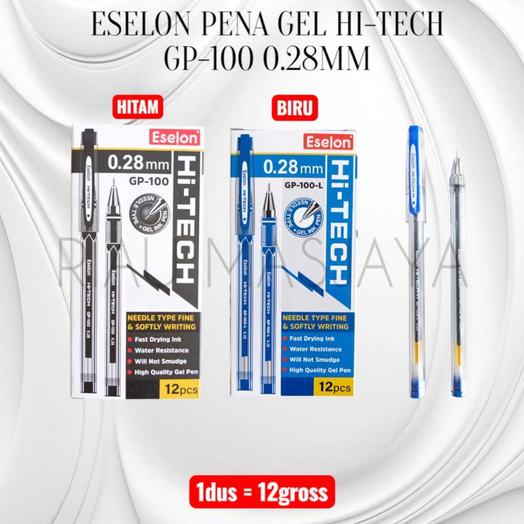 

{ESELON} Pena gel hi-tec GP 100 0.28mm tinta hitam (1x12)