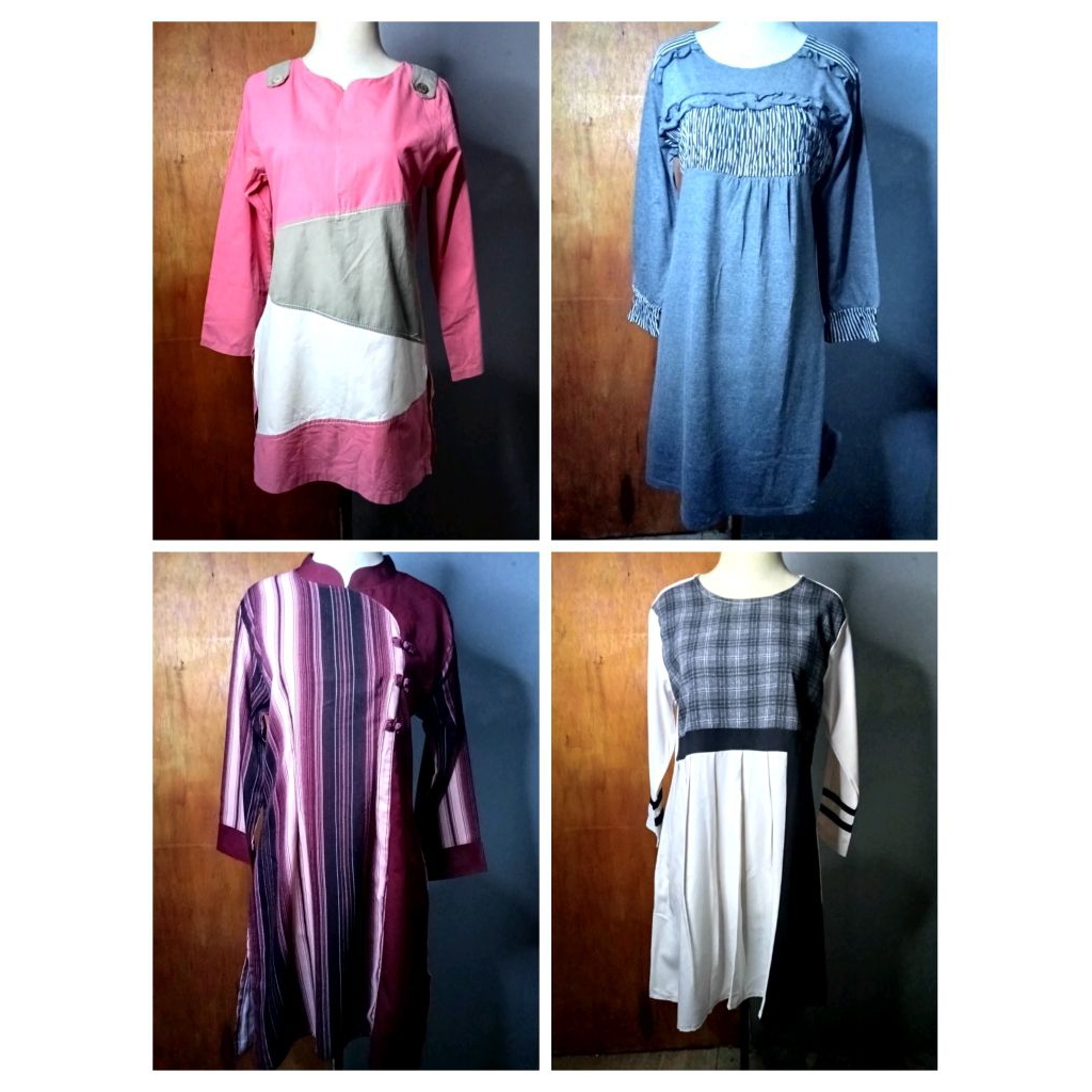 Baju wanita lengan panjang model tunik / Gamis pendek wanita lengan panjang
