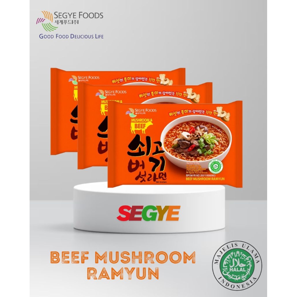 

Mie Segye Beef Mushroom Ramyun (3 Pcs) Korean Noodle