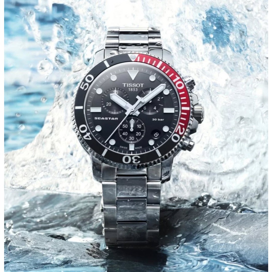 Tissot Seastar 1000 Chronograph Black Dial 45.5mm Jam Tangan Pria - T1204171105101