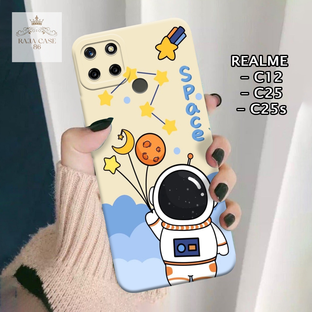 Case Realme C12 / C25 / C25s - casing Realme C12 - Motif case Astronot - Pelindung handphone - Realm