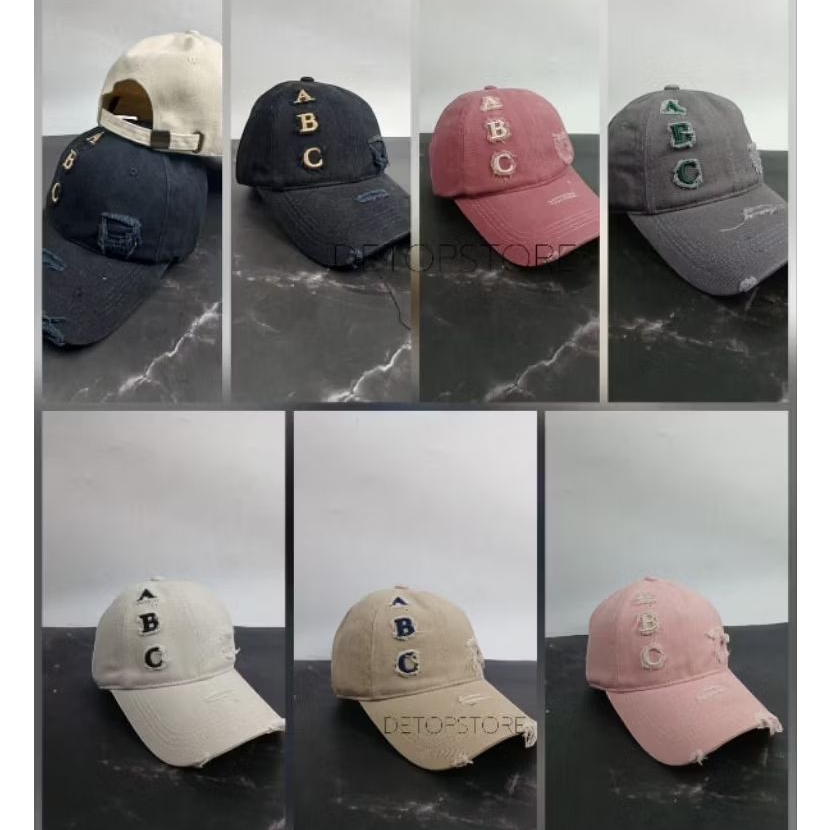 Topi Baseball Distressed Robek Vintage Unisex | Topi Casual Pria Wanita Fashion Kekinian