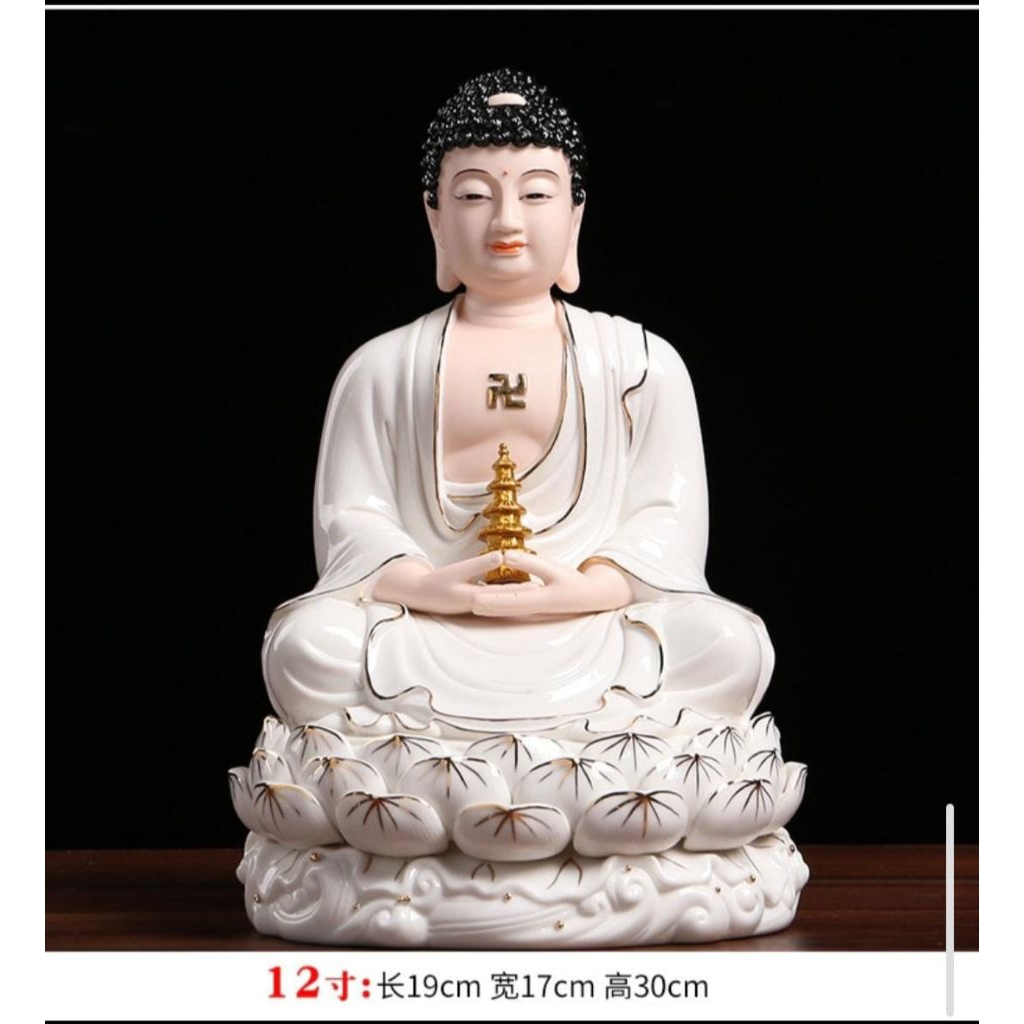 Patung Buddha Keramik Amitofo / Amitaba / Sakyamuni