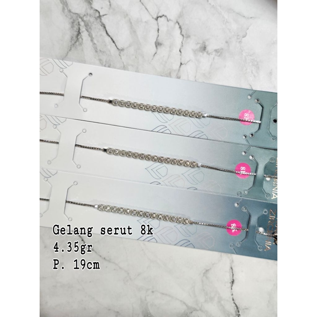 Gelang rantai plat mata listringg mas putih