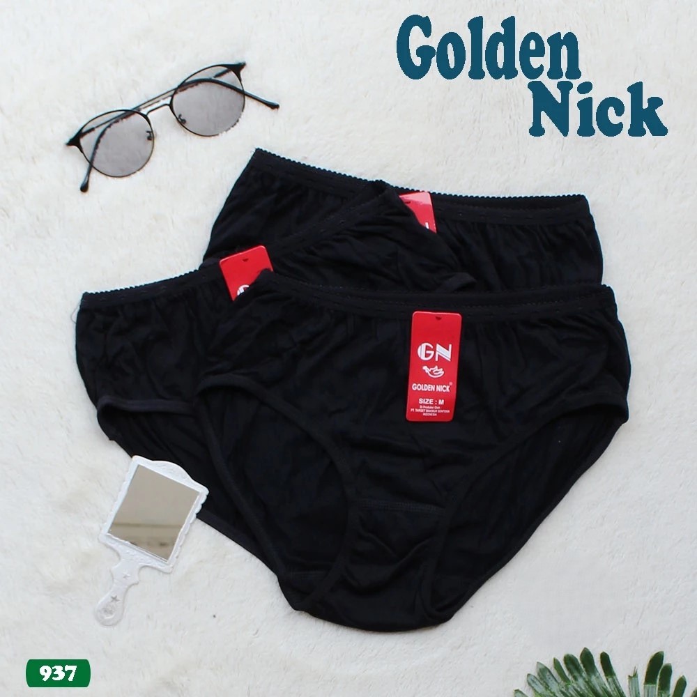 Golden Nick Isi ( 6 Pcs )  - Celana Dalam Wanita Golden Nick warna Hitam | Celana Dalam Wanita Katun