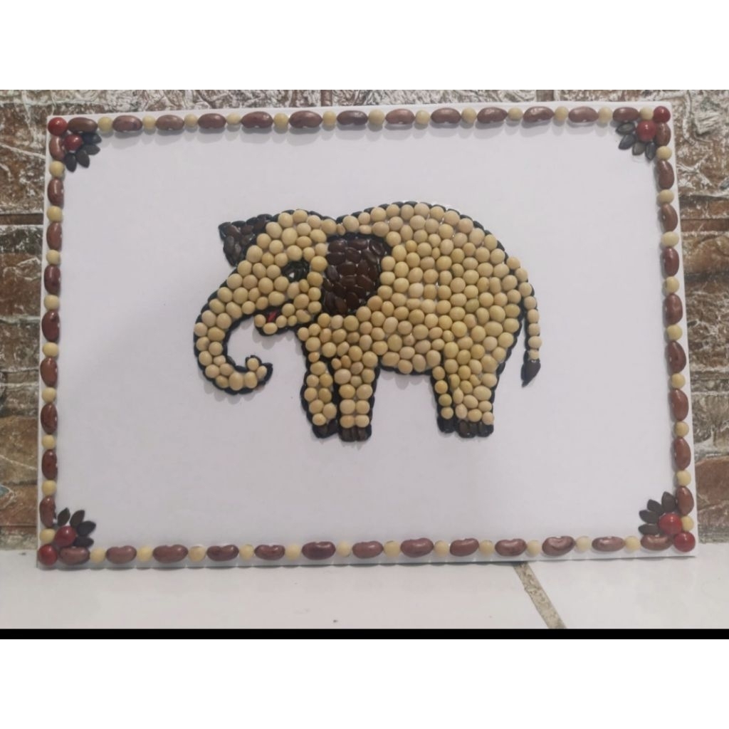 Kolase biji bijian gajah bingkai pinggir biji