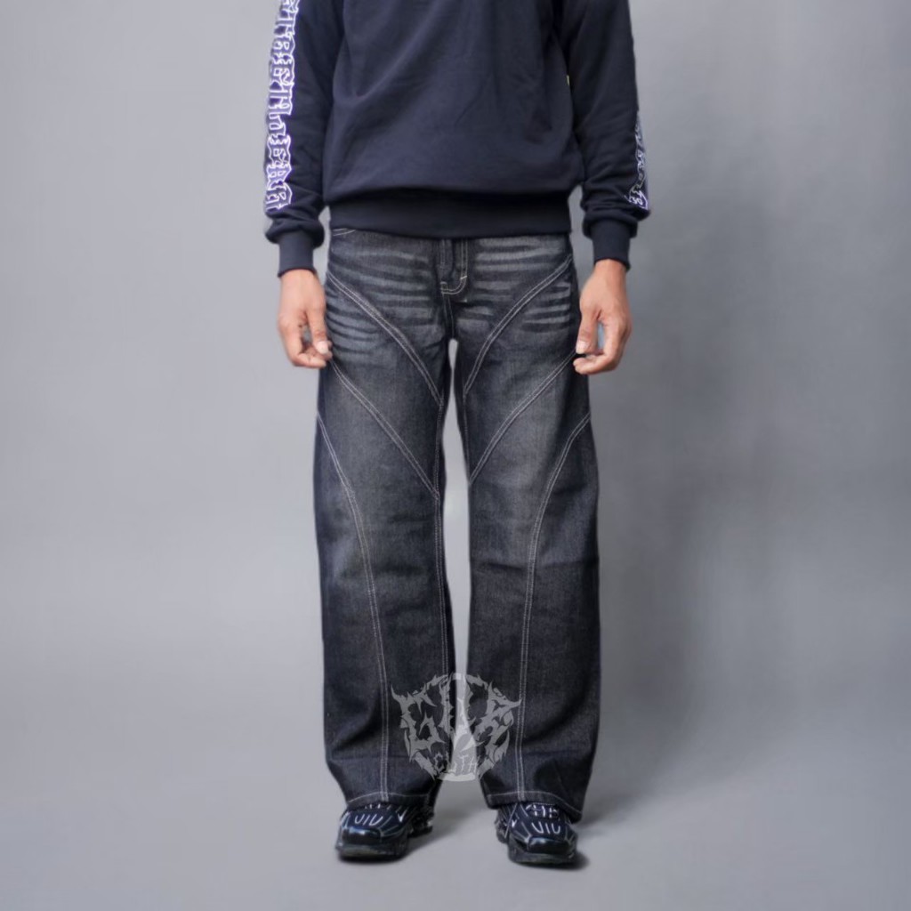 Celana jeans baggy pecah pola / celana denim pria panjang / baggy jeans / celana jeans gomrong pria 