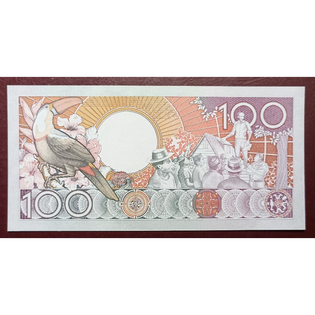 UANG NEGARA SURINAME 100 GULDEN