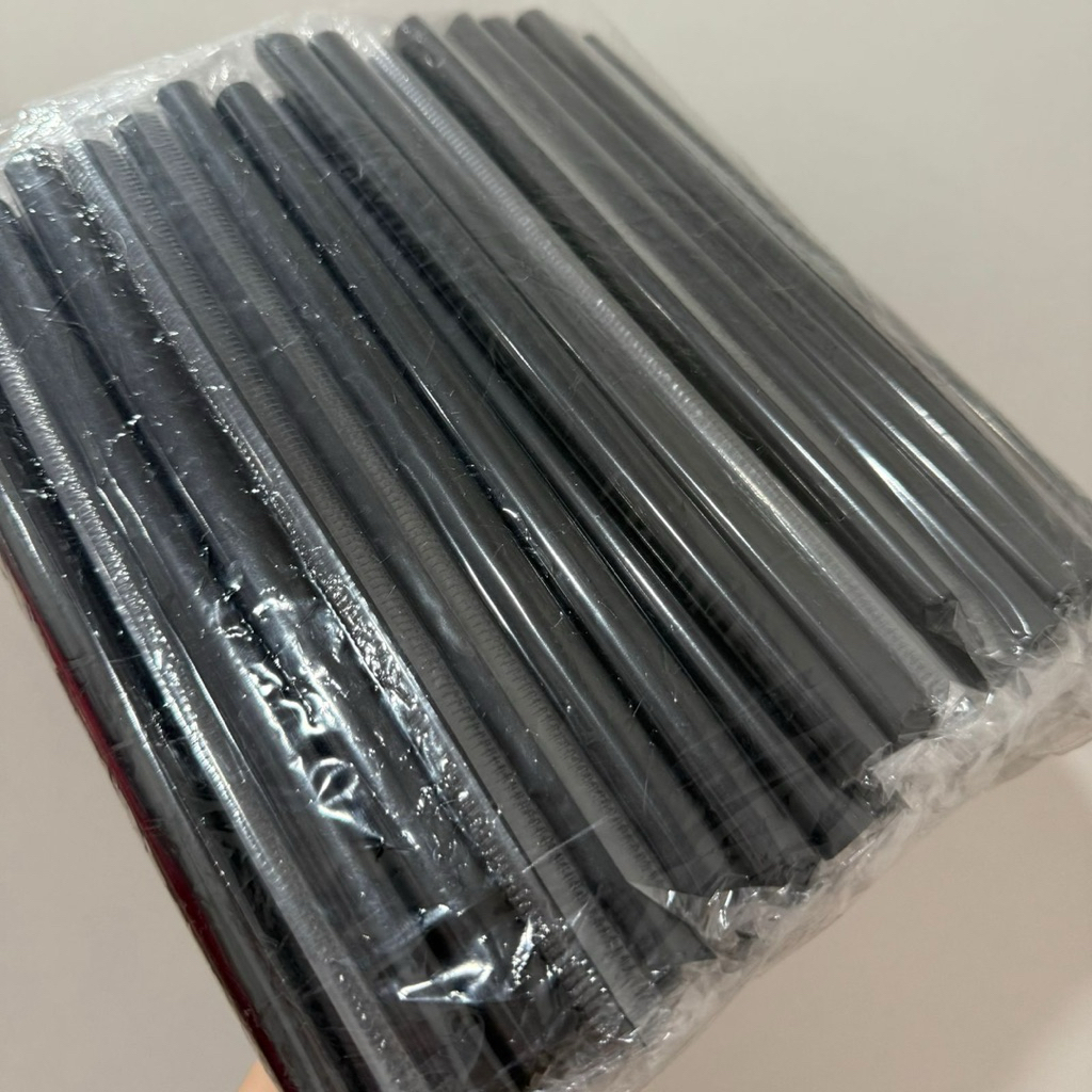 100PCS Sedotan Bubble Boba Steril hitam 12mm x 21cm higienis bubble straw sedotan besar bubble hitam