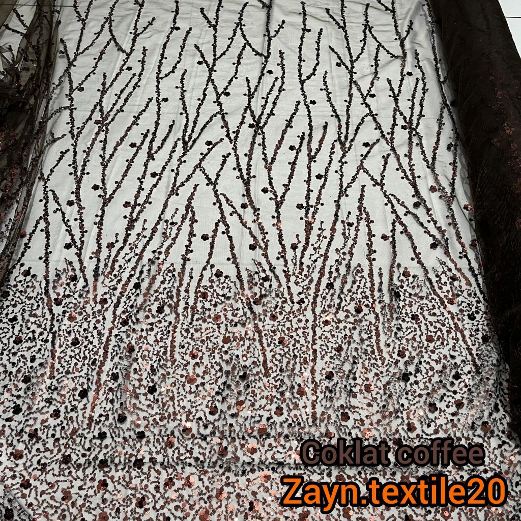 Kain Tile Payet Sequin Salur Superlux / Payet Premium Superlux / Harga Setengah Meter